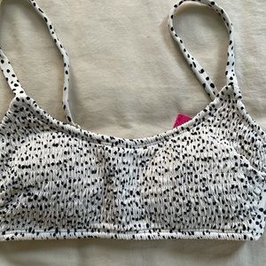 NWT Cream with Black Polkadots Bikini Top